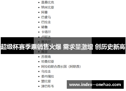 超级杯赛季票销售火爆 需求量激增 创历史新高